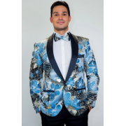 Monte Carlo Blue Floral Modern Fit Tuxedo Jacket